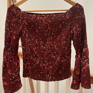 Express smocked Bell Sleeve Top